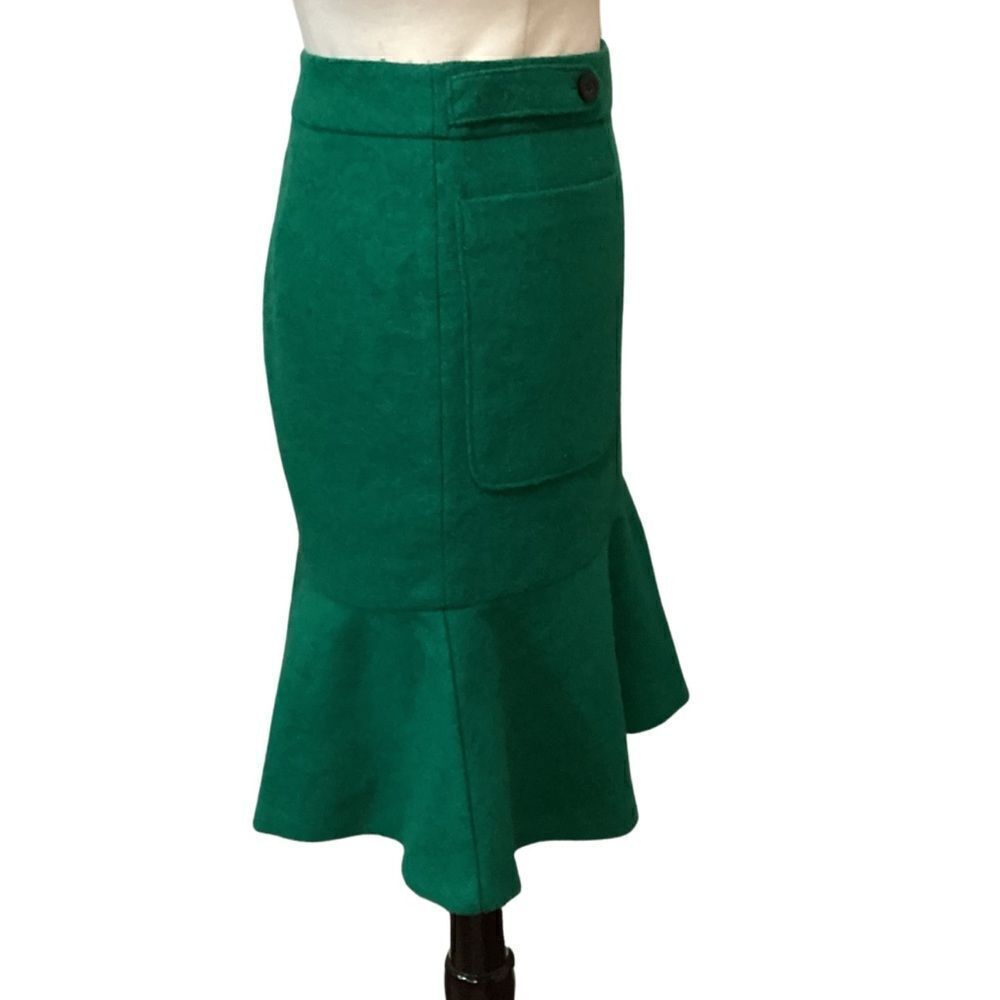 Anthropologie | Maeve | Green Wool Blend Skirt | 4 - Picture 6 of 12